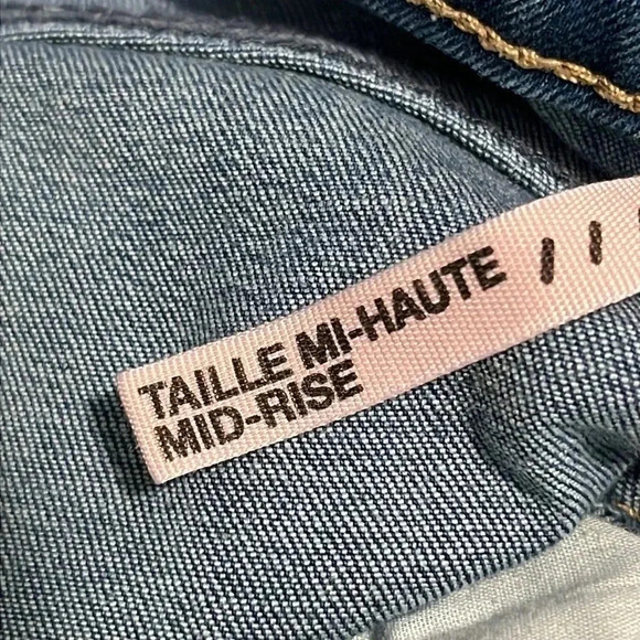 Garage Mid Rise Skinny Destroyed Jeans Medium Faded Wash - Picture 9 of 12